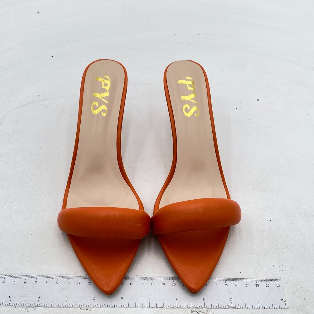 Fys Orange Pointed Open Toe Slip On Stiletto High… - image 3